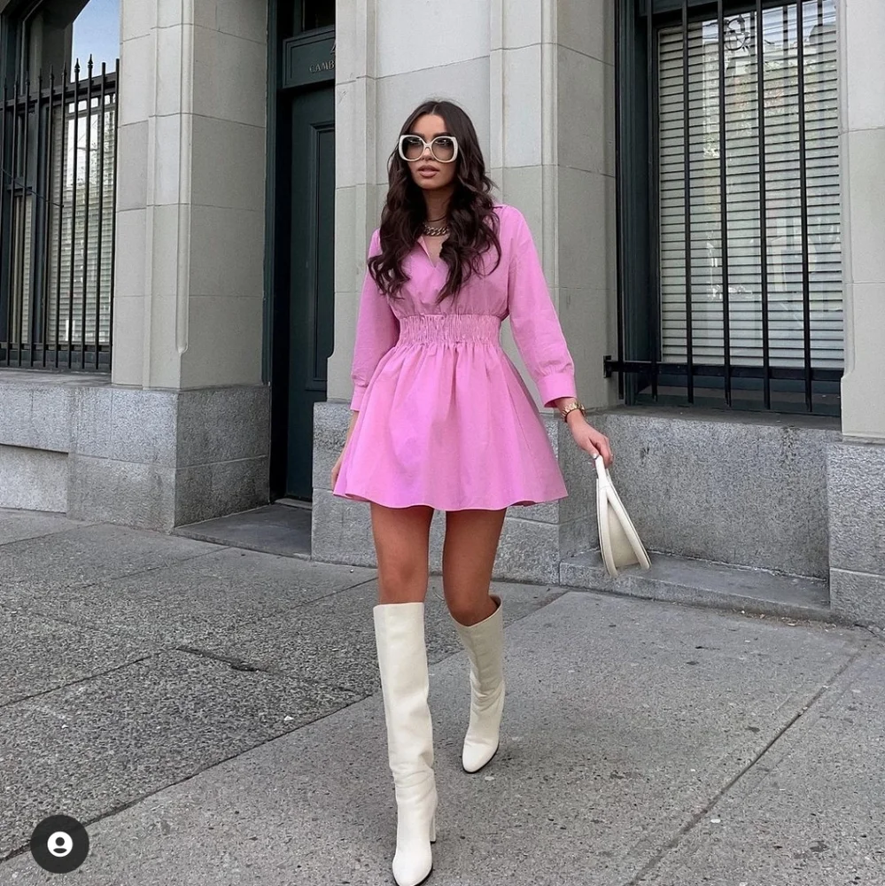 Zara * Pink Mini Poplin Dress  Size XS